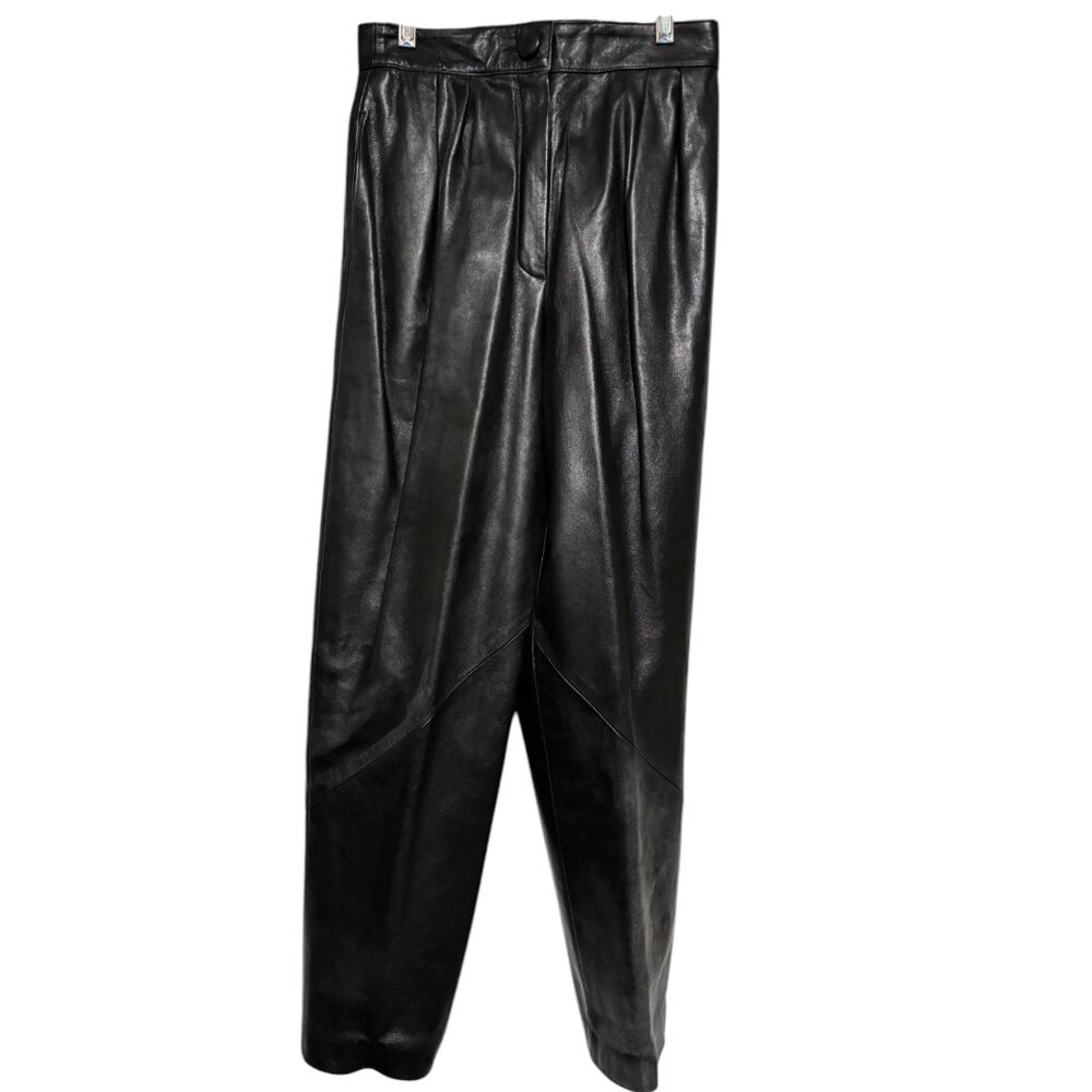 West Bay‎ Sport Leathers Vintage 80s Women's Black Lammnappa Leather Pants sz 6